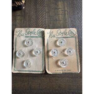VTG Nu-Style Acrylic Set Of 2 4 Pack Buttons Clear Flower Shell Cottage Collect